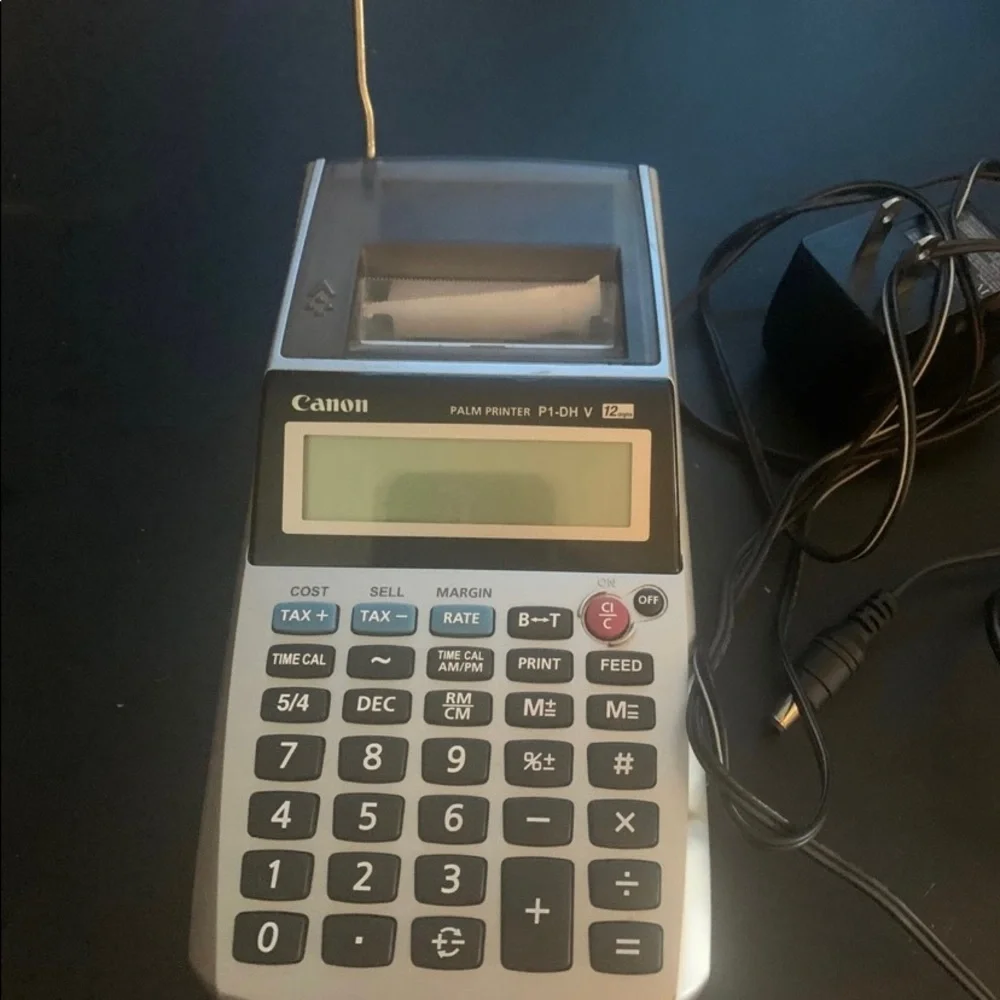Canon Palm Printer P1-DH V 12 Digit Accounting Calculator With AC Adapter